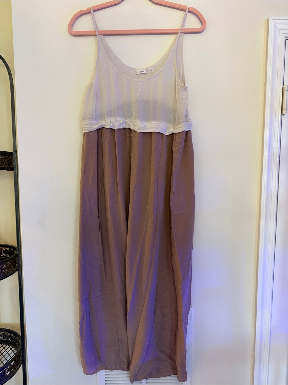 Wilfred Cream and Brown Layered Sleeveless Maxi Dress